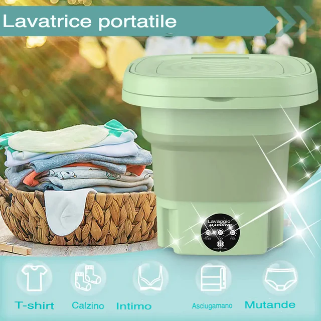 Mini Lavatrice Compatta Portatile per Viaggi e Casa - immagine 4
