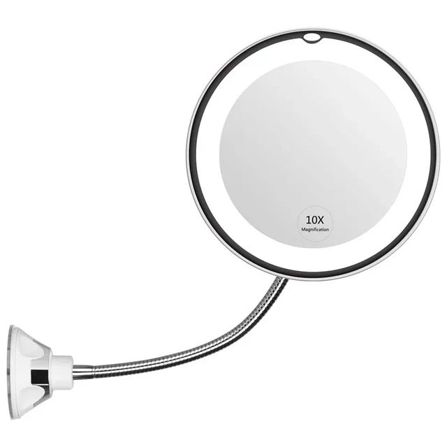 Specchio Portatile LED, Ingrandimento 10x e Braccio Flessibile