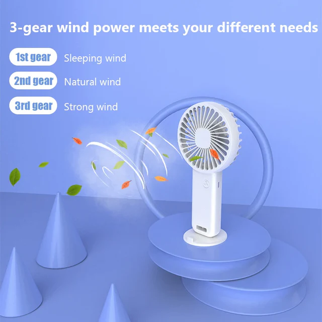Mini Ventilatore USB Portatile con Supporto e 3 Velocità - immagine 3