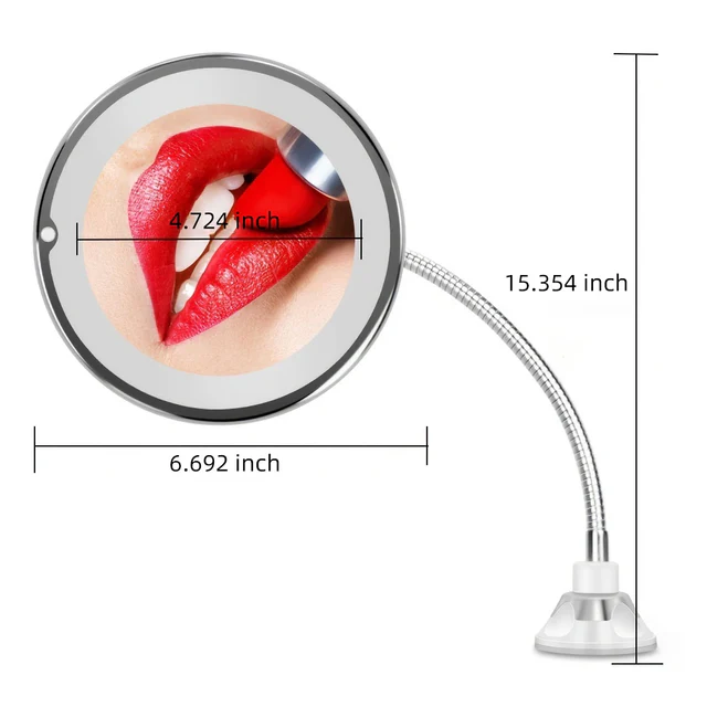 Specchio Portatile LED, Ingrandimento 10x e Braccio Flessibile - immagine 6