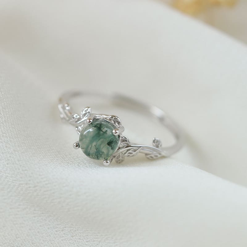 Anello in Argento S925 con Agata Verde Muschio – Eleganza Naturale e Raffinata - immagine 3
