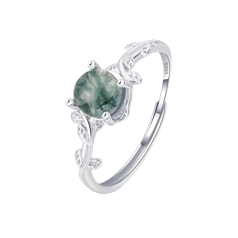 Anello in Argento S925 con Agata Verde Muschio – Eleganza Naturale e Raffinata - immagine 4