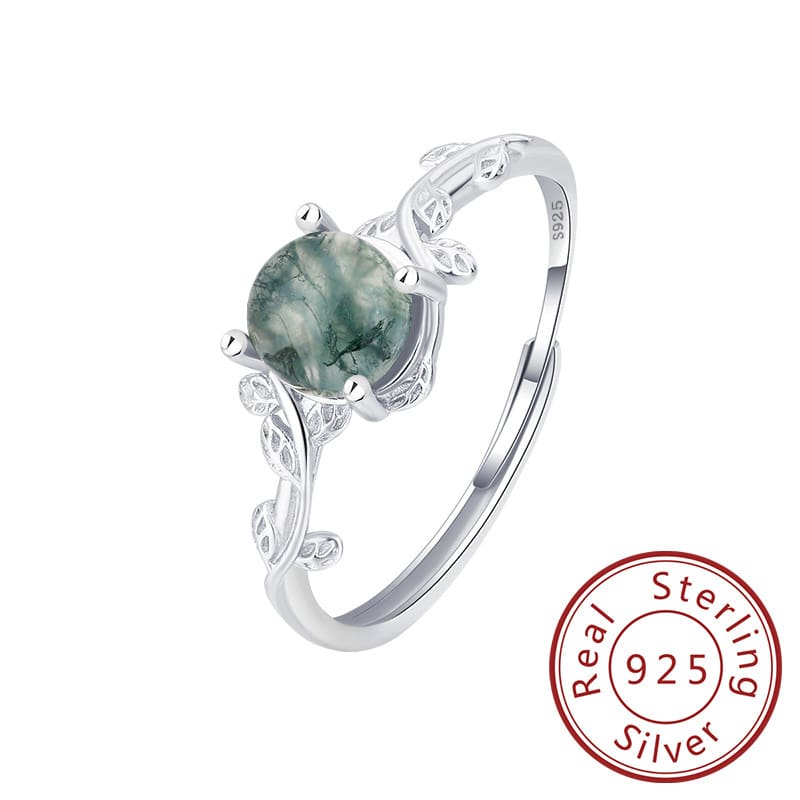 Anello in Argento S925 con Agata Verde Muschio – Eleganza Naturale e Raffinata - immagine 5