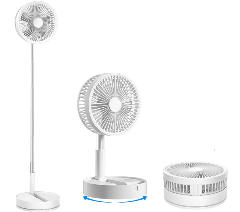 Ventilatore Pieghevole Senza Fili, 2 in 1 con Altezza Regolabile