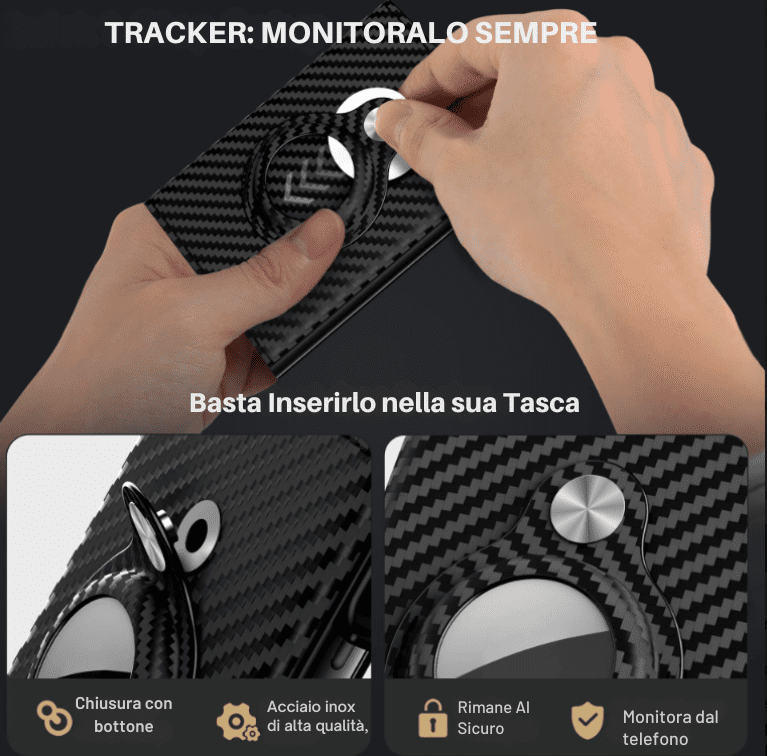 Portafoglio 3 in 1 che protegge, organizza e traccia. Con RFID blocker, tracker integrato e sistema leva-tutto per avere le carte sempre pronte e al sicuro. - immagine 6