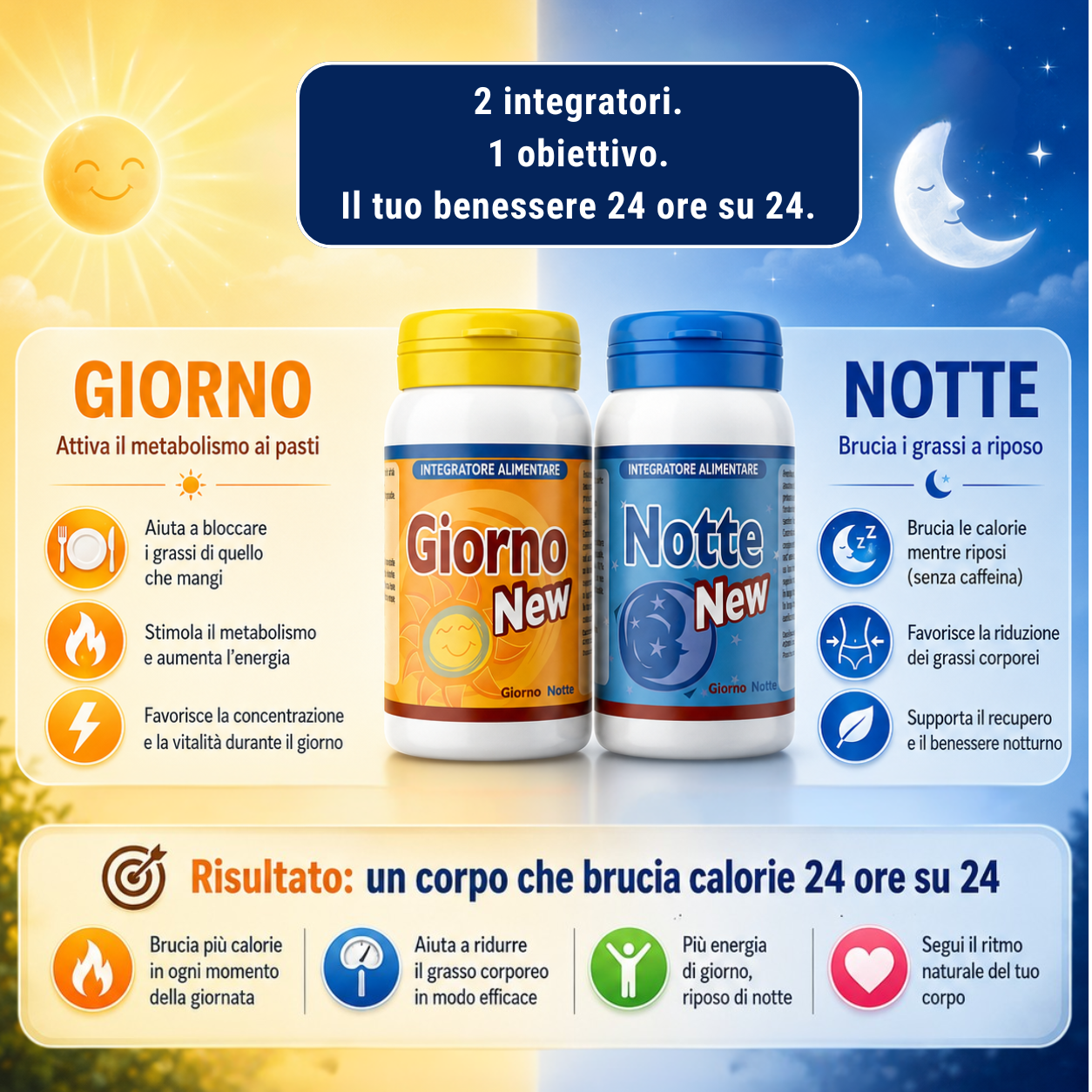 Integratore Dimagrante Giorno e Notte Forte – Trattamento Urto 24h Pancia e Fianchi (120 Compresse) - immagine 2