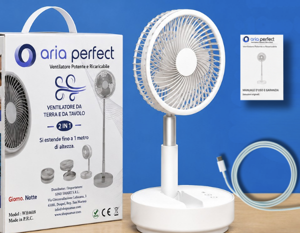 Ventilatore Pieghevole Senza Fili, 2 in 1 con Altezza Regolabile Super Silenzioso - immagine 4